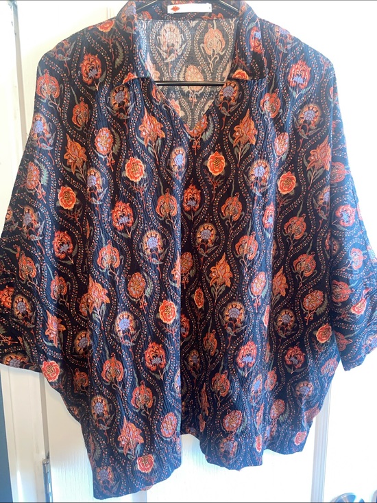 Khaadi Tops - Women's Navy Floral Button-Front Top